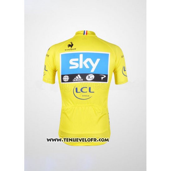 2012 Maillot Ciclismo Sky Lider Azur et Jaune Manches Courtes et Cuissard